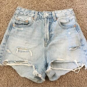 Stradivarius Light Blue Distressed Denim Shorts 00/32